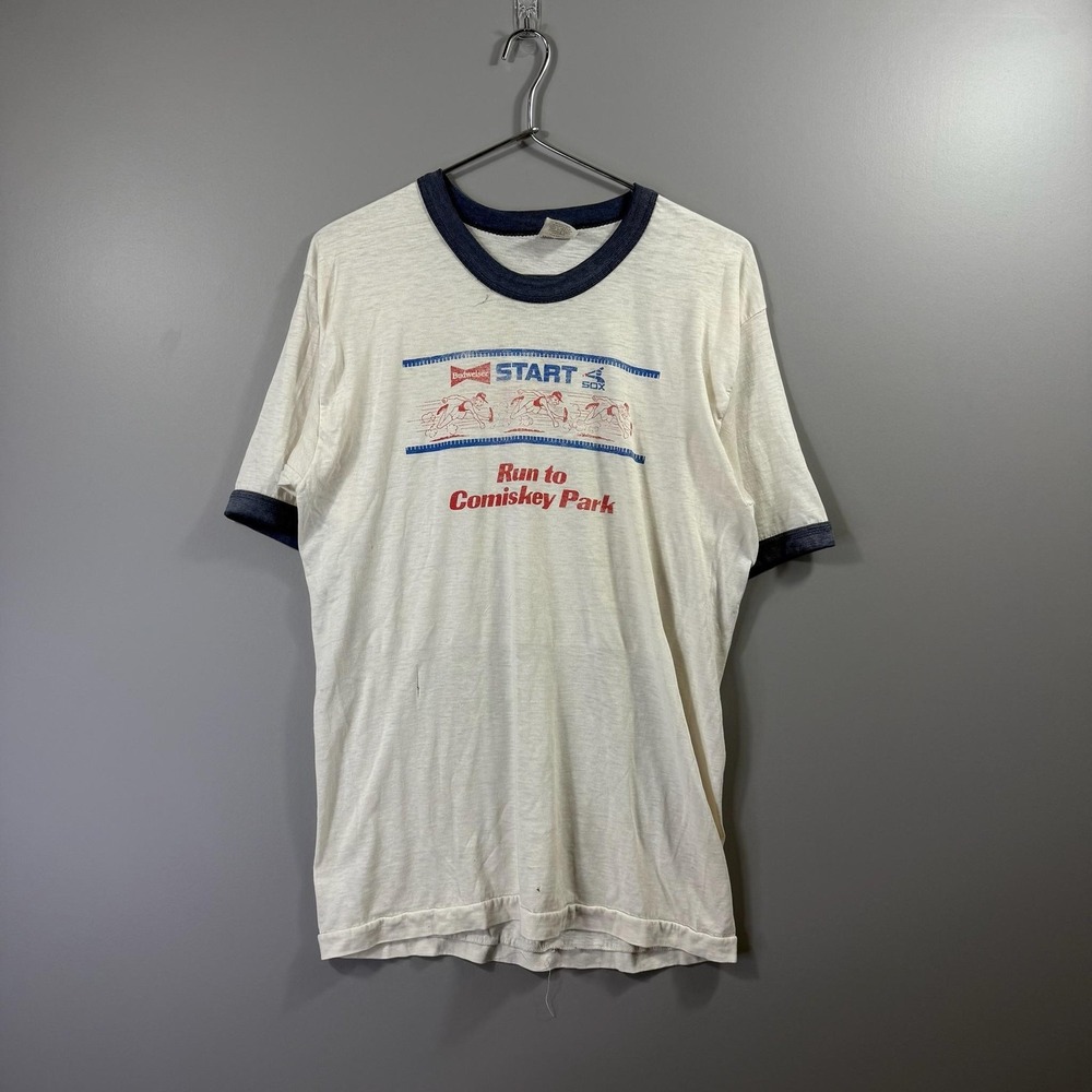 Vintage Chicago White Sox Shirt Mens Large White MLB Baseball Comiskey Park 1983